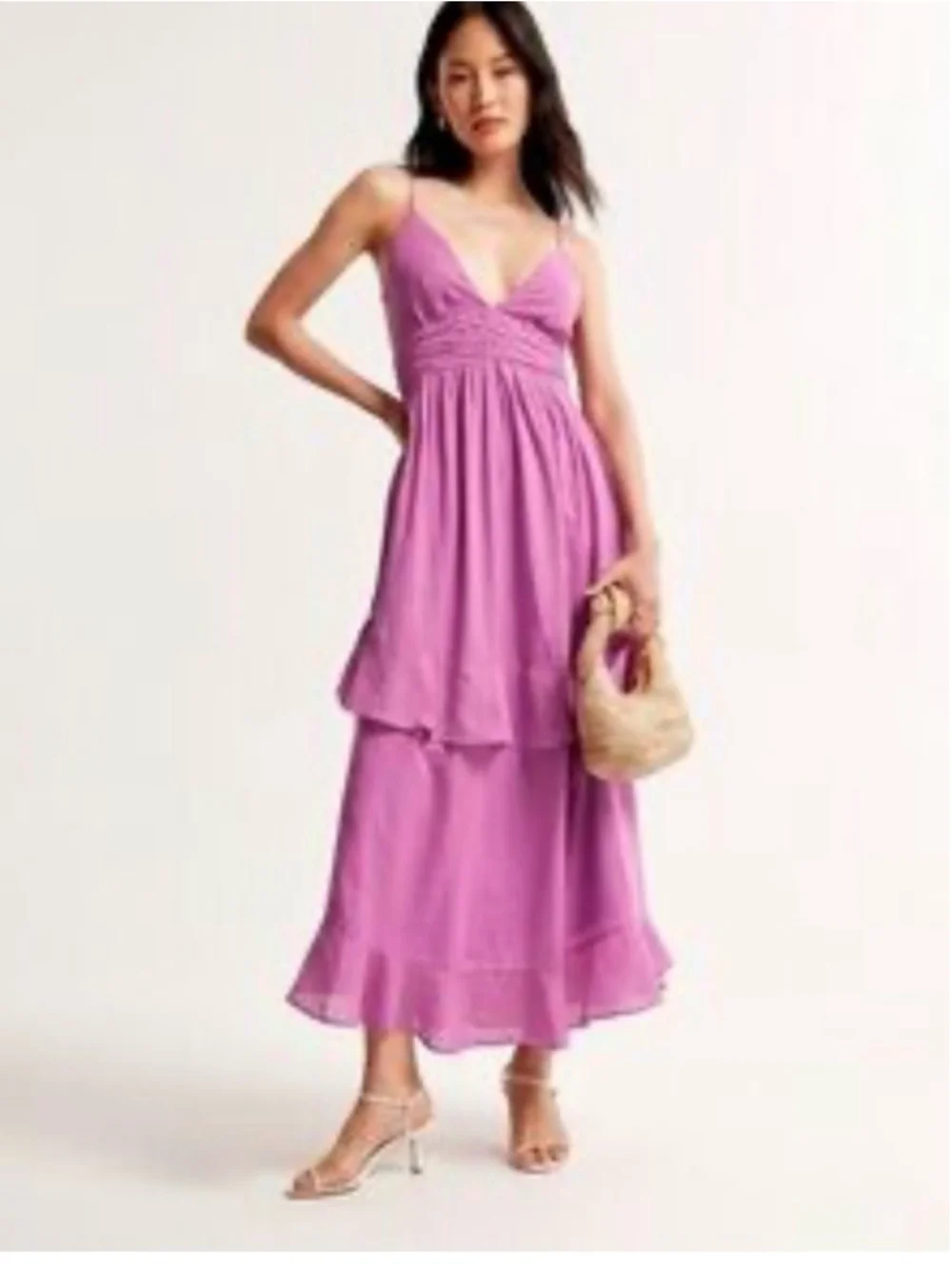 Abercrombie & Fitch Lavender Tiered Maxi Dress cotton nwt